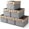 imageSorbus Fabric Storage Bins for Shelves  15 Inch Sturdy Collapsible Storage Bins with 2 Handles Foldable Baskets for Organizing Home Closets Shelf Toys Clothes Large Decorative Storage BasketsGrey