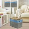 imageSorbus Fabric Storage Bins for Shelves  15 Inch Sturdy Collapsible Storage Bins with 2 Handles Foldable Baskets for Organizing Home Closets Shelf Toys Clothes Large Decorative Storage BasketsAqua