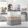 imageSorbus Fabric Storage Bins for Shelves  15 Inch Sturdy Collapsible Storage Bins with 2 Handles Foldable Baskets for Organizing Home Closets Shelf Toys Clothes Large Decorative Storage BasketsGrey