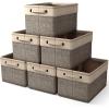 imageSorbus Fabric Storage Bins for Shelves  15 Inch Sturdy Collapsible Storage Bins with 2 Handles Foldable Baskets for Organizing Home Closets Shelf Toys Clothes Large Decorative Storage BasketsBrown