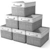 imageSorbus Fabric Storage Bins for Shelves  15 Inch Sturdy Collapsible Storage Bins with 2 Handles Foldable Baskets for Organizing Home Closets Shelf Toys Clothes Large Decorative Storage BasketsGreyWhite