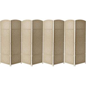 imageSorbus 8 Panel Room Divider 6 ft Tall  Privacy Screen Extra Wide Double Hinged Panels Diamond DoubleWeaved Partition Room Dividers and Folding Privacy Screens Wall Divider for Room SeparationBeige