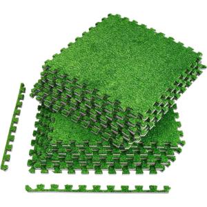 imageSorbus Grass Foam Floor Tiles  24 Interlocking Mats of 24quotX24 Total of 96 Sq Ft for Kids Outdoor Toys Playroom Deck Patio Basement Home Gym  Artificial Carpet Grass Turf Indoor Outdoor Flooring12tiles  48 Sq ft