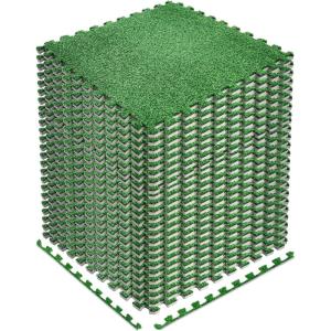 imageSorbus Grass Foam Floor Tiles  24 Interlocking Mats of 24quotX24 Total of 96 Sq Ft for Kids Outdoor Toys Playroom Deck Patio Basement Home Gym  Artificial Carpet Grass Turf Indoor Outdoor Flooring24 Tiles 96 Sq ft