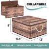 imageSorbus Storage Box Set with Lid Carry Handles Foldable Frame Rustic Wood Grain Print Bins Great for Toys Memorabilia Closet Office Bedroom 2Pack Wood Box Set  BrownWood Box Set  Brown