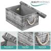 imageSorbus Storage Box Set with Lid Carry Handles Foldable Frame Rustic Wood Grain Print Bins Great for Toys Memorabilia Closet Office Bedroom 2Pack Wood Box Set  BrownWood Box Set  Gray