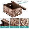 imageSorbus Storage Box Set with Lid Carry Handles Foldable Frame Rustic Wood Grain Print Bins Great for Toys Memorabilia Closet Office Bedroom 2Pack Wood Box Set  BrownWood Box Set  Brown