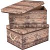 imageSorbus Storage Box Set with Lid Carry Handles Foldable Frame Rustic Wood Grain Print Bins Great for Toys Memorabilia Closet Office Bedroom 2Pack Wood Box Set  BrownWood Box Set  Brown