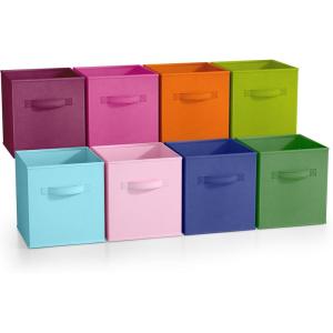 imageSorbus Fabric Storage Cubes  8 Foldable Storage Bins for Organizing Pantry Cubbies Toy Box  Clothes Storage ampamp Closet Organizer  11 Inch Collapsible Cube Baskets for Shelves with HandleDeep
