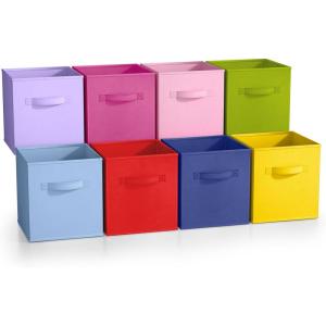 imageSorbus Fabric Storage Cubes  8 Foldable Storage Bins for Organizing Pantry Cubbies Toy Box  Clothes Storage ampamp Closet Organizer  11 Inch Collapsible Cube Baskets for Shelves with HandleBold