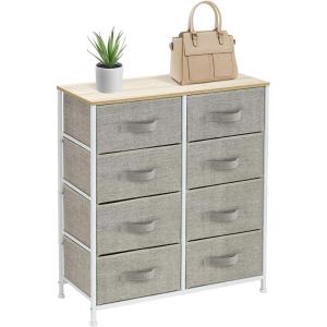 imageSorbus Dresser with 8 Drawers  Furniture Storage Chest Tower Unit for Bedroom Hallway Closet Office Organization  Steel Frame Wood Top Easy Pull Fabric Bins 8 Drawer Beige