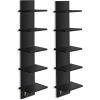 imageSorbus 5 Tier Wall Shelf Unit with Hooks Vertical Column Utility Shelving for Home Decor and Storage Organizer WallMounted Floating Shelves for Bathroom Storage Bedroom 2 PackBlack