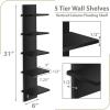imageSorbus 5 Tier Wall Shelf Unit with Hooks Vertical Column Utility Shelving for Home Decor and Storage Organizer WallMounted Floating Shelves for Bathroom Storage Bedroom 2 PackBlack