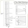 imageSorbus 5 Tier Wall Shelf Unit with Hooks Vertical Column Utility Shelving for Home Decor and Storage Organizer WallMounted Floating Shelves for Bathroom Storage Bedroom 2 PackWhite