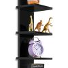 imageSorbus 5 Tier Wall Shelf Unit with Hooks Vertical Column Utility Shelving for Home Decor and Storage Organizer WallMounted Floating Shelves for Bathroom Storage Bedroom 2 PackBlack