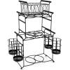 imageSorbus Buffet Caddy  7Piece Stackable Set Includes Plate Napkin and Silverware Holder 3Tier Detachable Tabletop Organizer Ideal for Kitchen Dining Entertaining Parties Thanksgiving SilverBlack
