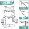 imageSorbus Buffet Caddy  7Piece Stackable Set Includes Plate Napkin and Silverware Holder 3Tier Detachable Tabletop Organizer Ideal for Kitchen Dining Entertaining Parties Thanksgiving SilverSilver