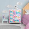 imageSorbus Kids Dresser with 7 Drawers  Storage Chest Organizer Unit with Steel Frame Wood Top ampamp Handles Tiedye Fabric Bins for Clothes  Wide Furniture for Bedroom Hallway Kids Room Nursery ampamp ClosetWatercolor