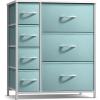imageSorbus Kids Dresser with 7 Drawers  Storage Chest Organizer Unit with Steel Frame Wood Top ampamp Handles Tiedye Fabric Bins for Clothes  Wide Furniture for Bedroom Hallway Kids Room Nursery ampamp ClosetPastel Aqua