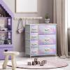 imageSorbus Kids Dresser with 7 Drawers  Storage Chest Organizer Unit with Steel Frame Wood Top ampamp Handles Tiedye Fabric Bins for Clothes  Wide Furniture for Bedroom Hallway Kids Room Nursery ampamp ClosetRainbow Sparkle