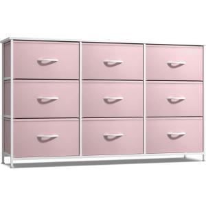 imageSorbus Kids Dresser with 9 Drawers  Storage Unit Organizer Chest for Clothes  Bedroom Kids Room Nursery ampamp ClosetPink