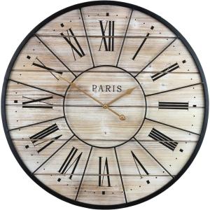 imageSorbus Paris Large Wall Clock for Living Room  24Inch Oversized Centurian Roman Numeral Style Modern Clock  Wood Metal Decorative Analog Home Decor