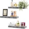 imageSorbus Floating Shelves for Wall Bathroom Shelves Wall Mounted for Kitchen Bedroom Bathroom Storage Over Toilet Hanging Book Shelf for all Home Decor Living Room Walnut 3 PackGrey