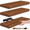 imageSorbus Floating Shelves for Wall Bathroom Shelves Wall Mounted for Kitchen Bedroom Bathroom Storage Over Toilet Hanging Book Shelf for all Home Decor Living Room Walnut 3 PackWalnut