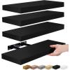 imageSorbus Floating Shelves for Wall Bathroom Shelves Wall Mounted for Kitchen Bedroom Bathroom Storage Over Toilet Hanging Book Shelf for all Home Decor Living Room Walnut 3 PackBlack