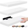 imageSorbus Floating Shelves for Wall Bathroom Shelves Wall Mounted for Kitchen Bedroom Bathroom Storage Over Toilet Hanging Book Shelf for all Home Decor Living Room Walnut 3 PackWhite