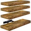 imageSorbus Floating Shelves for Wall Bathroom Shelves Wall Mounted for Kitchen Bedroom Bathroom Storage Over Toilet Hanging Book Shelf for all Home Decor Living Room Walnut 3 PackRustic Brown