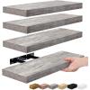 imageSorbus Floating Shelves for Wall Bathroom Shelves Wall Mounted for Kitchen Bedroom Bathroom Storage Over Toilet Hanging Book Shelf for all Home Decor Living Room Walnut 3 PackGrey