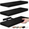 imageSorbus Floating Shelves for Wall Bathroom Shelves Wall Mounted for Kitchen Bedroom Bathroom Storage Over Toilet Hanging Book Shelf for all Home Decor Living Room Walnut 3 PackBlack