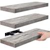 imageSorbus Floating Shelves for Wall Bathroom Shelves Wall Mounted for Kitchen Bedroom Bathroom Storage Over Toilet Hanging Book Shelf for all Home Decor Living Room Walnut 3 PackGrey