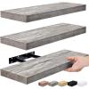 imageSorbus Floating Shelves for Wall Bathroom Shelves Wall Mounted for Kitchen Bedroom Bathroom Storage Over Toilet Hanging Book Shelf for all Home Decor Living Room Walnut 3 PackGrey