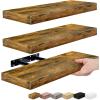 imageSorbus Floating Shelves for Wall Bathroom Shelves Wall Mounted for Kitchen Bedroom Bathroom Storage Over Toilet Hanging Book Shelf for all Home Decor Living Room Walnut 3 PackRustic Brown