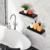 imageSorbus Floating Shelves for Wall Bathroom Shelves Wall Mounted for Kitchen Bedroom Bathroom Storage Over Toilet Hanging Book Shelf for all Home Decor Living Room Walnut 3 PackBlack
