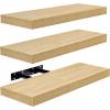 imageSorbus Floating Shelves for Wall Bathroom Shelves Wall Mounted for Kitchen Bedroom Bathroom Storage Over Toilet Hanging Book Shelf for all Home Decor Living Room Walnut 3 PackMaple Wood
