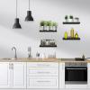 imageSorbus Floating Shelves for Wall Bathroom Shelves Wall Mounted for Kitchen Bedroom Bathroom Storage Over Toilet Hanging Book Shelf for all Home Decor Living Room Walnut 3 PackBlack