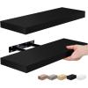 imageSorbus Floating Shelves for Wall Bathroom Shelves Wall Mounted for Kitchen Bedroom Bathroom Storage Over Toilet Hanging Book Shelf for all Home Decor Living Room Walnut 3 PackBlack