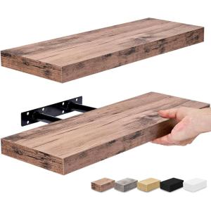 imageSorbus Floating Shelves for Wall Bathroom Shelves Wall Mounted for Kitchen Bedroom Bathroom Storage Over Toilet Hanging Book Shelf for all Home Decor Living Room Walnut 3 PackMahogany