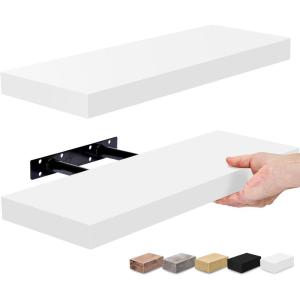 imageSorbus Floating Shelves for Wall Bathroom Shelves Wall Mounted for Kitchen Bedroom Bathroom Storage Over Toilet Hanging Book Shelf for all Home Decor Living Room Walnut 3 PackWhite