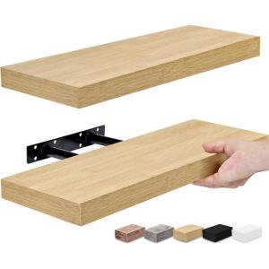 imageSorbus Floating Shelves for Wall Bathroom Shelves Wall Mounted for Kitchen Bedroom Bathroom Storage Over Toilet Hanging Book Shelf for all Home Decor Living Room Walnut 3 PackMaple Wood