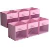 imageSorbus 13 Inch Storage Bins with Clear Window  6 Foldable Baskets for Organizing Clothes Toys Books  Sturdy Collapsible Fabric Storage Cubes with Handle  Storage Baskets for Shelves ClosetsPink