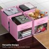 imageSorbus 13 Inch Storage Bins with Clear Window  6 Foldable Baskets for Organizing Clothes Toys Books  Sturdy Collapsible Fabric Storage Cubes with Handle  Storage Baskets for Shelves ClosetsPink
