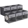 imageSorbus 13 Inch Storage Bins with Clear Window  6 Foldable Baskets for Organizing Clothes Toys Books  Sturdy Collapsible Fabric Storage Cubes with Handle  Storage Baskets for Shelves ClosetsGray