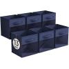 imageSorbus 13 Inch Storage Bins with Clear Window  6 Foldable Baskets for Organizing Clothes Toys Books  Sturdy Collapsible Fabric Storage Cubes with Handle  Storage Baskets for Shelves ClosetsNavy Blue