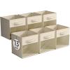 imageSorbus 13 Inch Storage Bins with Clear Window  6 Foldable Baskets for Organizing Clothes Toys Books  Sturdy Collapsible Fabric Storage Cubes with Handle  Storage Baskets for Shelves ClosetsBeige