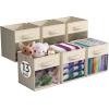 imageSorbus 13 Inch Storage Bins with Clear Window  6 Foldable Baskets for Organizing Clothes Toys Books  Sturdy Collapsible Fabric Storage Cubes with Handle  Storage Baskets for Shelves ClosetsBeige