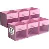 imageSorbus 13 Inch Storage Bins with Clear Window  6 Foldable Baskets for Organizing Clothes Toys Books  Sturdy Collapsible Fabric Storage Cubes with Handle  Storage Baskets for Shelves ClosetsPink